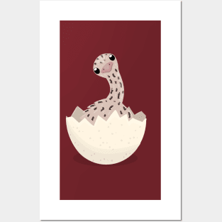 Cute baby ostrich in egg cartoon illustration Posters and Art